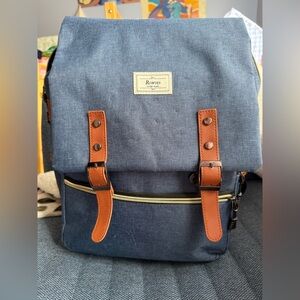 Blue and Brown Women's Baby Bag